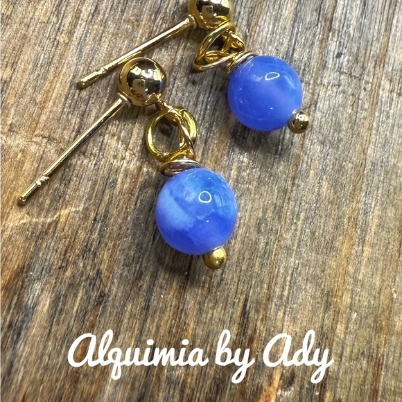 Alquimia Gold and Blue Earrings aquamarine - Picture 1 of 1